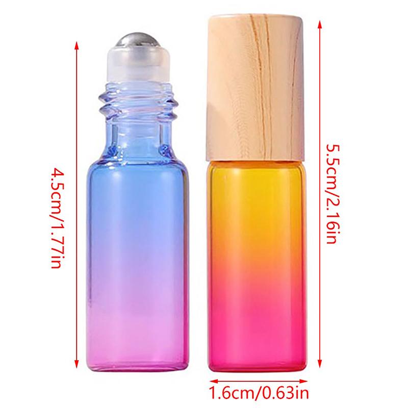 Glass Roll On Bottles 10ml Gradient Color Empty Bottle Roller Ball For Essential Oil Travel Kit