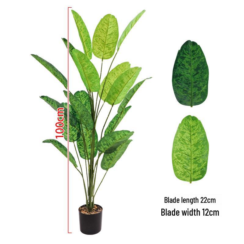 Simulation Traveler's Palm and Bird of Paradise Evergreen Large Potted Plant, 24 Heads, Indoor Floor Standing Bonsai