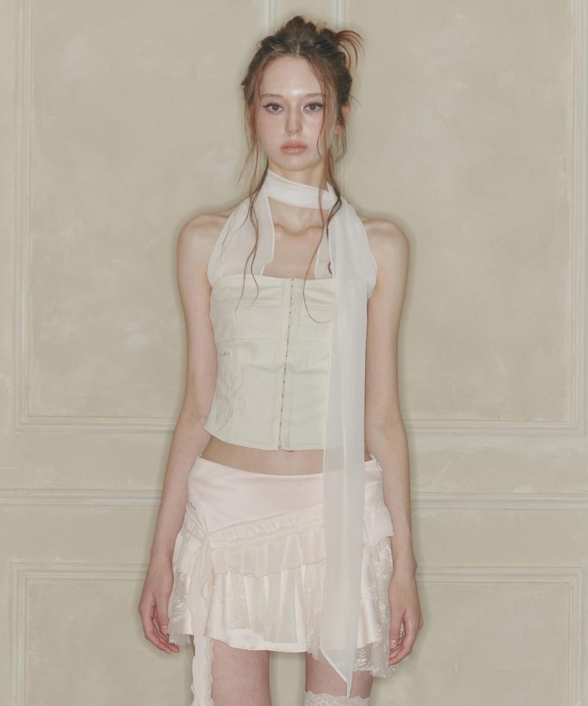 PAINORPLEASURE Midnight Halter Top Cream