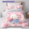 Hello Kitty Cute Pattern Bedding,Quilt Set Quilt Cover Pillowcase Home Birthday Gift(1 * Duvet Cover + 2 * Pillowcase, Without Core)