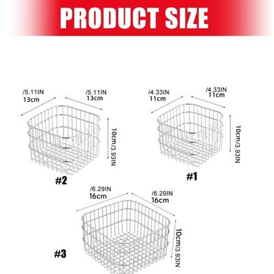 Stainless Steels Kitchen Drain Basket Drainage Rack Large Opening Hollow Metal Wire Storage Basket Countertops Container