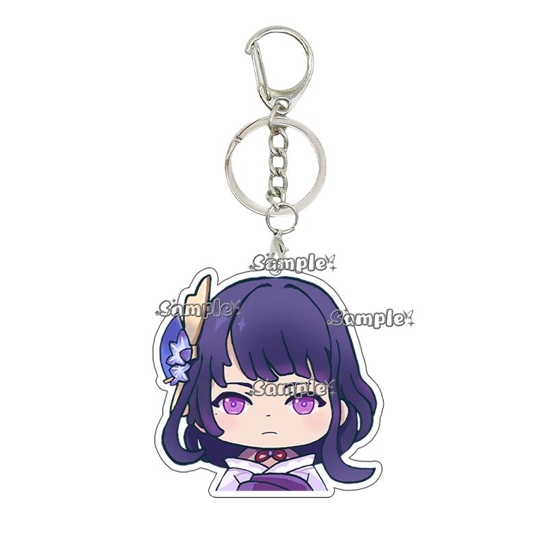 Hot Anime Game  Kamisato Ayaka Arlecchino Navia Anime Cartoon Cute Acrylic Model Double-sided Printing Keychain Keyring Pendant