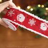 Red Ribbon with White Velvet Trim Snowflake Print Christmas Bow Gift Ribbon Christmas Decoration