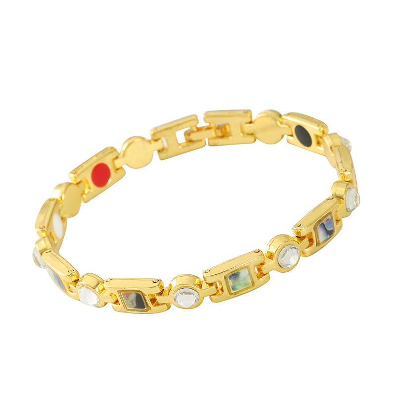 Popular diamond-encrusted shell adjustable jewelry trendy retro magnet environmentally friendly alloy bracelet