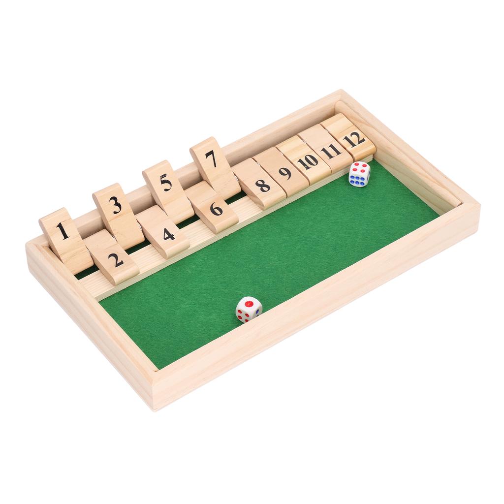 Dice Board Game Portable Party Funny Wooden 12 Numbers Flip Tiles Game Toy for Bars KTV Tea House