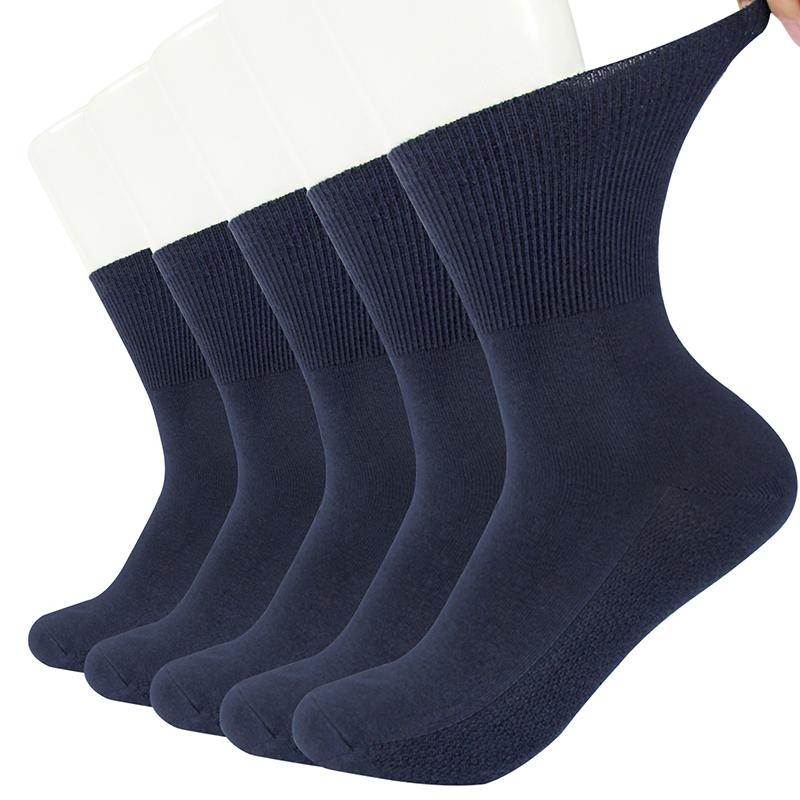 5 Pairs/Lot Diabetic Socks Men and Women Non-Binding Loose Top Socks Cotton Material Non-slip and Breathable