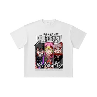 260 GSM Double Yarn 32 Count 100% Cotton Demon Slayer V59 Pillars Print Unisex Heavy Cotton T Shirt