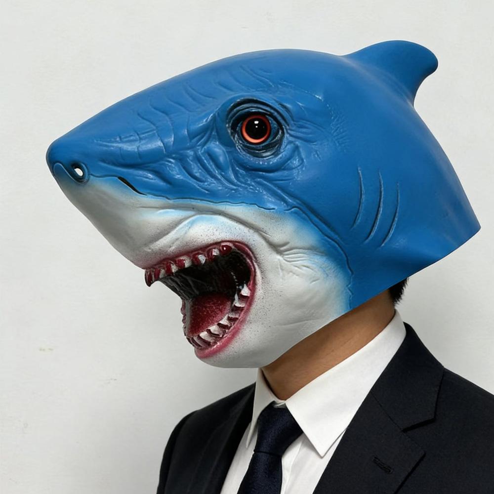 Grappig Haai Kap Masker Cosplay Zeeorganismen Blauwe Haai Latex Maskers Halloween Carnaval Verkleden Feest Kostuum Accessoires