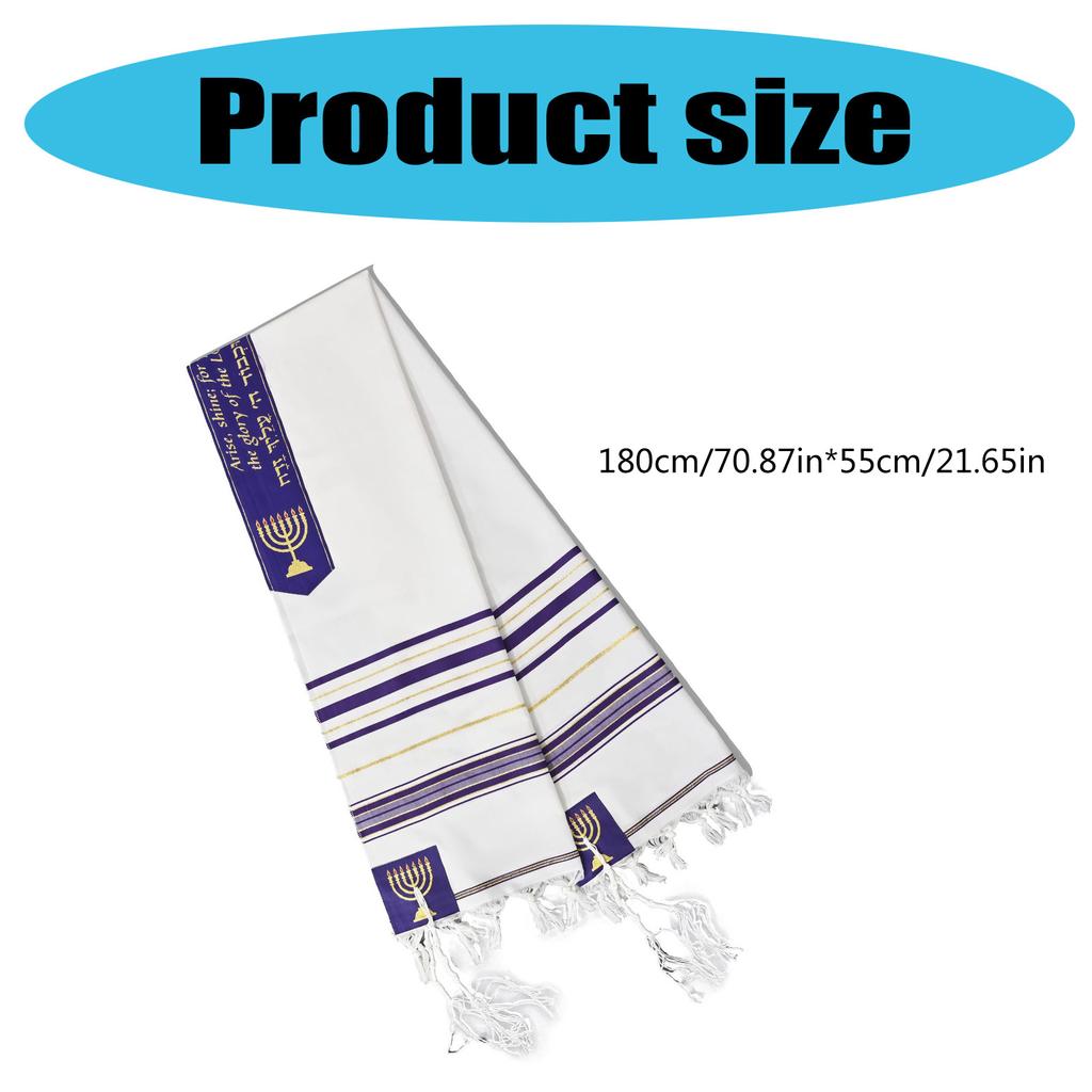 180cm Fransen Gebetsschal Tallit Mit Handgefertigten Zizit-Fransen Und Besticktem Muster Für Männer Frauen Religiöses Event