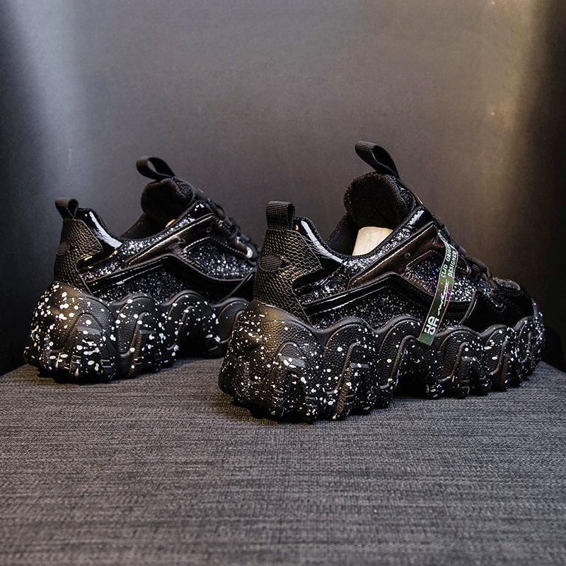 Reflective Chunky Sneakers Women Fashion Glitter Bling Vulcanized Shoes Woman Designer Platform Sneakers Shoes