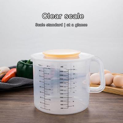 1 τεμάχιο 2,5 λίτρων μεγάλης χωρητικότητας δοσομετρικό κύπελλο ψησίματος, μπολ ανάμειξης κουζίνας με καπάκι, διαφανές πλαστικό κύπελλο ανάμειξης για οικιακά εργαλεία