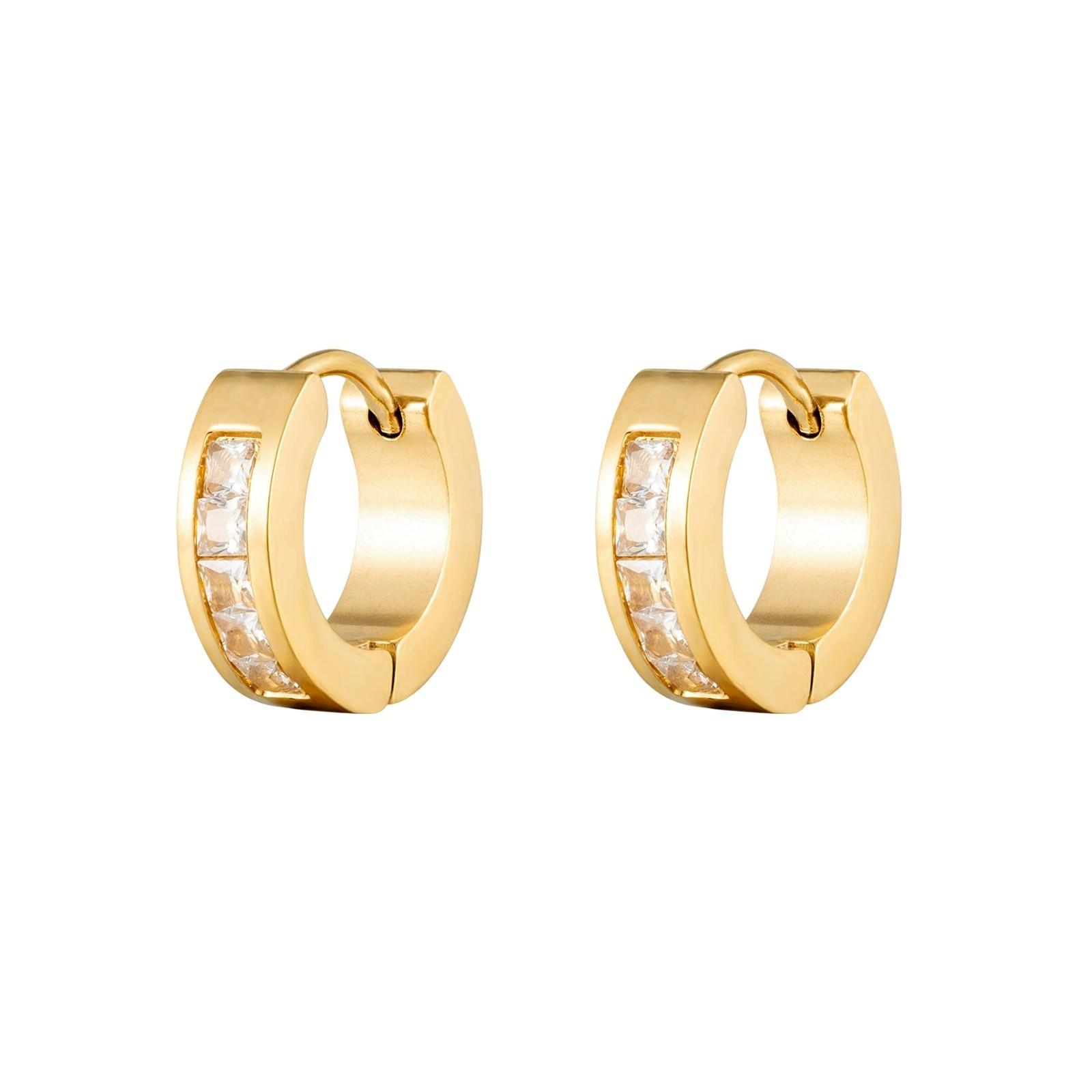 Factory Fine Stainless Steel Hoop Huggie Zircon Earring Jewelry for Women Gold Plated Fashion Earring Jewelry
