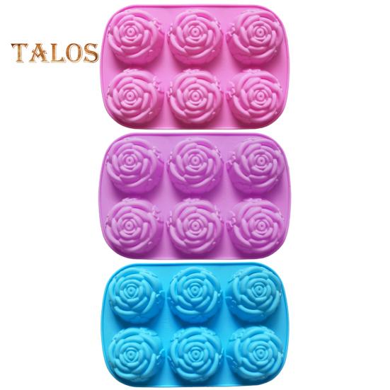 Kuchenform, flexibel, antihaftbeschichtet, Rosenblütenform, Silikonform, 6 Gitter, Pralinen, Geleeform für die Küche zu Hause
