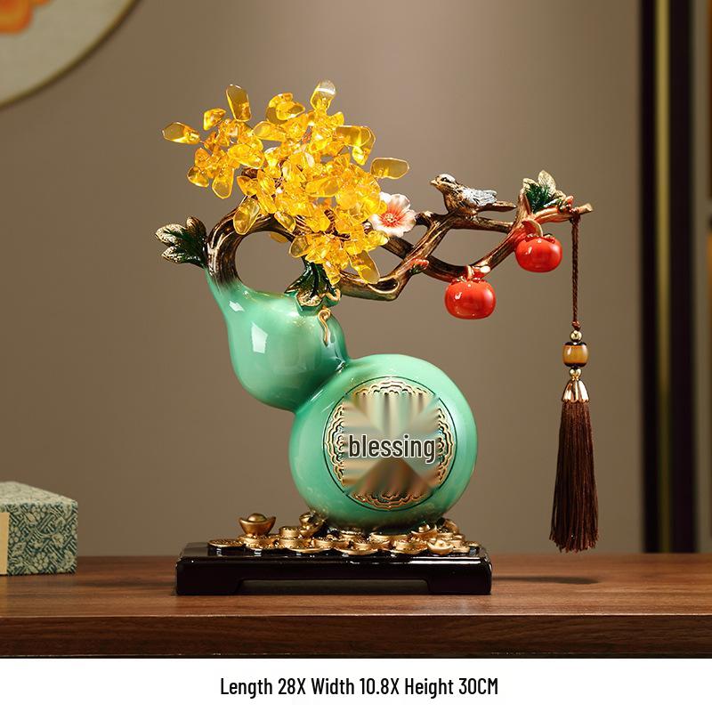 Persimmon Wealth-Attracting Gourd Ornament for Living Room, TV or Wine Cabinet