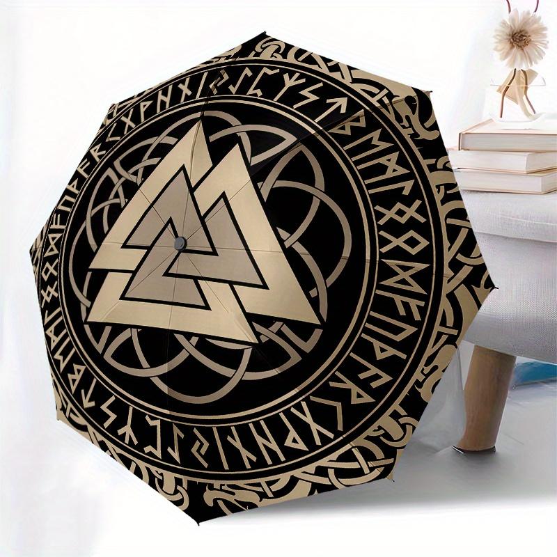 Valknut Norse Viking Symbol Tapestry Wall Hanging Decor Umbrella, Cute Umbrella with Cute Design, Portable 3-Fold Compact Umbrella for Men & Women, Va