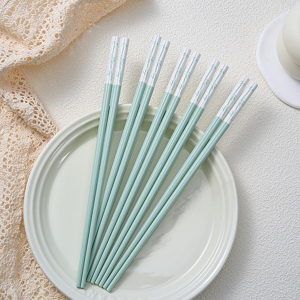 5/10Pairs New Blue White Non-Slip Chopsticks Korean Sushi Sticks Chopsticks Reusable Chinese Chopsticks Alloy Tableware Set