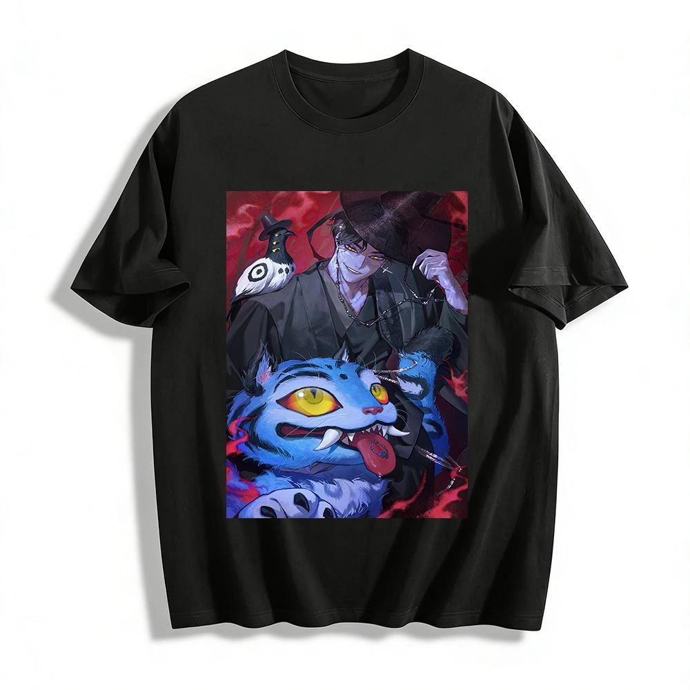 Dark Style Demon & Strange Beast Print Top Niche Street Style Loose Casual Unisex T-shirt Pure cotton T-shirt XXS