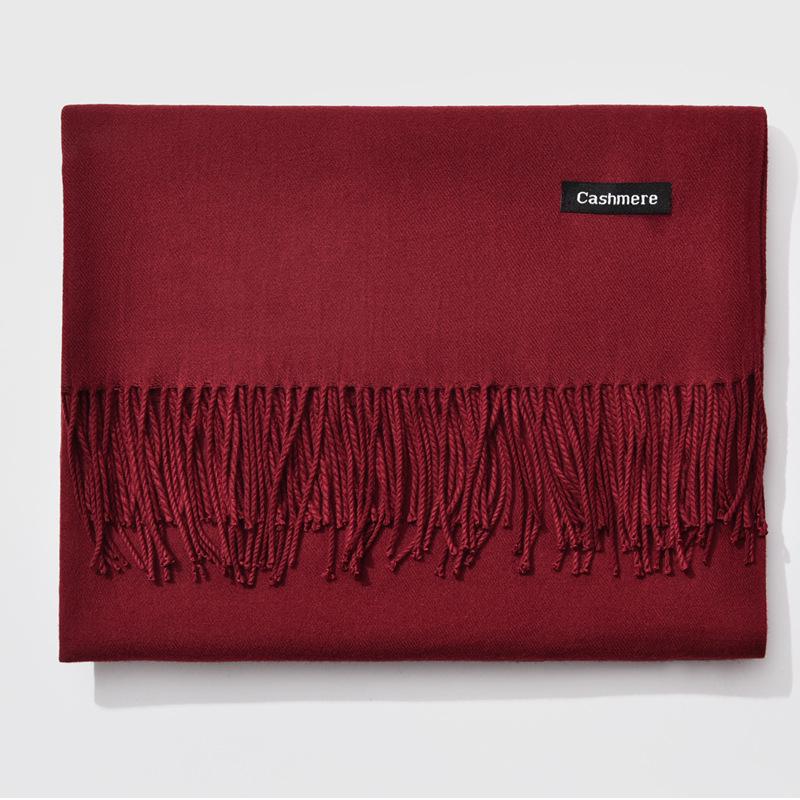 2024 Autumn/Winter Women's Solid Color Faux Cashmere Shawl & Snood Scarf Set