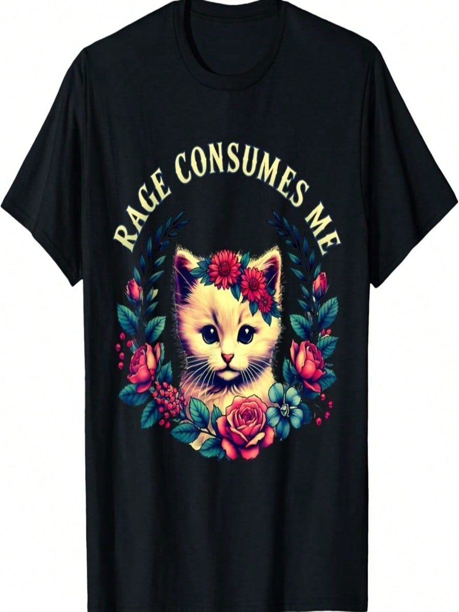 Rage Consumes Me Funny Cat Flower Cute Kitty Cat Meme T-Shirt S разноцветный