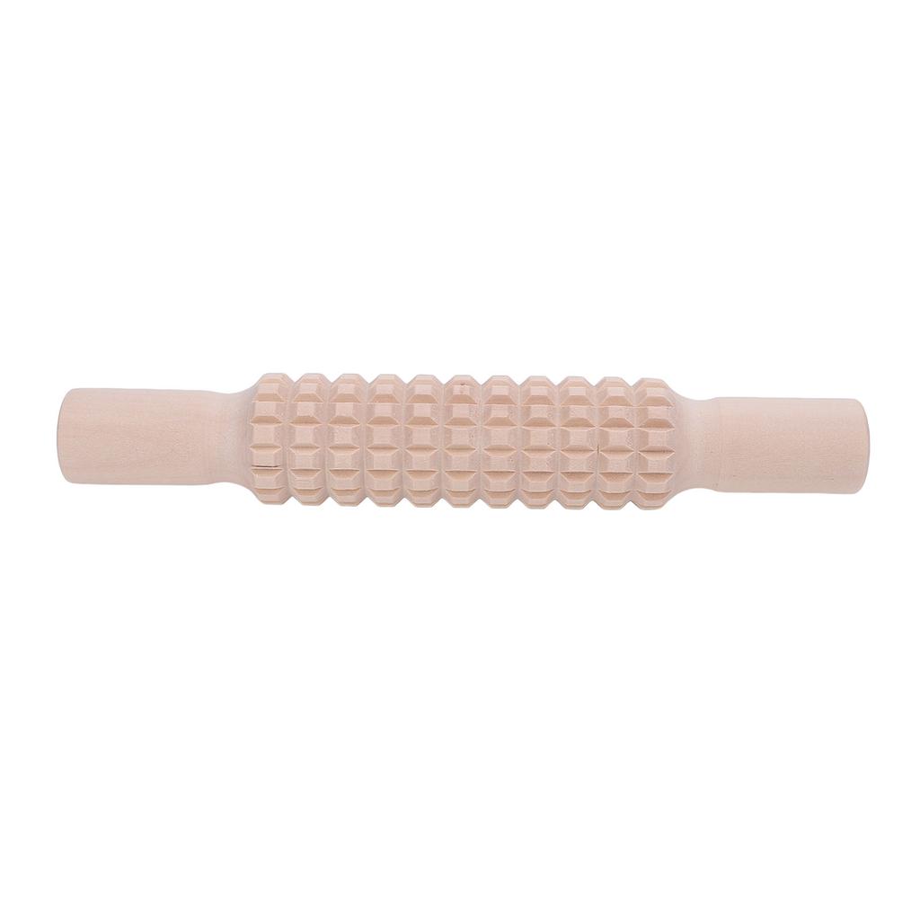 Clay Rolling Pin Grid Texture Wooden Roller Stick Pressing Tool for Pottery Art Projects