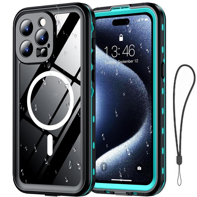 for iPhone 15 Pro Max Waterproof Case, Shockproof Dustproof Phone Case with Screen Protector, For iphone 15 Pro Waterproof Case Pc + tpu&For iPhone 15 Pro чёрный