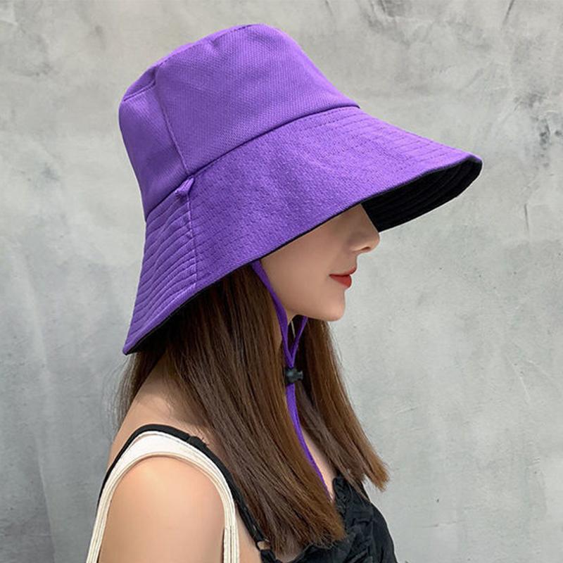 Ladies Holiday Reversible Wide Brim Bucket Sun Hat Foldable Summer Fisherman Cap