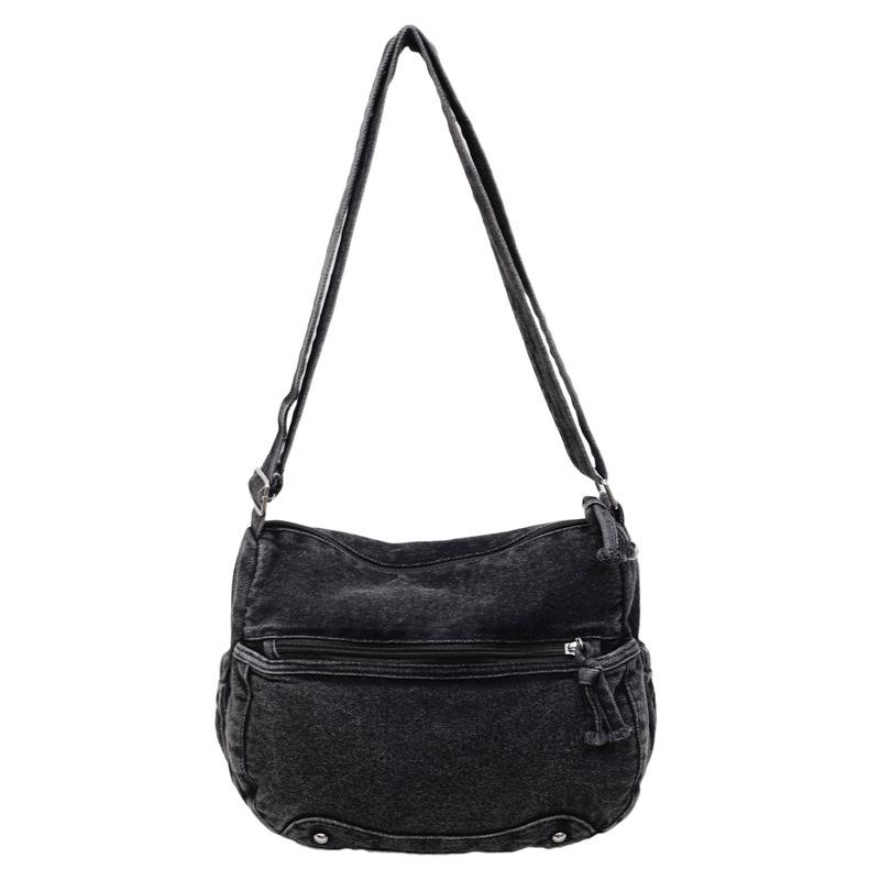 Messenger-Tasche aus gewaschenem Denim-Stoff, Mehrfachtaschen, leichte Stofftasche, verschleißfest, Retro, lässige Umhängetasche, Tragetasche mit großem Fassungsvermögen