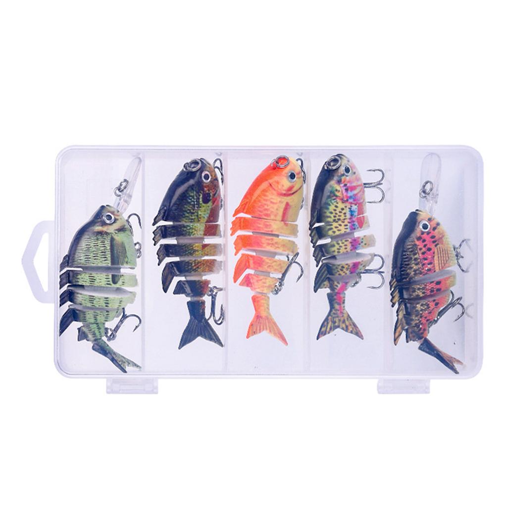 5 Stück Mehrgelenk-Köder Hardbait Sinking Lure mit 3D-Design Breiter Stoff für Haltbarkeit Haken für Barsch Forelle