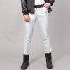 Men Faux Leather Pants Mid Waist Slim Fit Smooth Button Zipper Placket Solid Color Waterproof Hip Hop Style Streetwear Party Club Performance Trousers