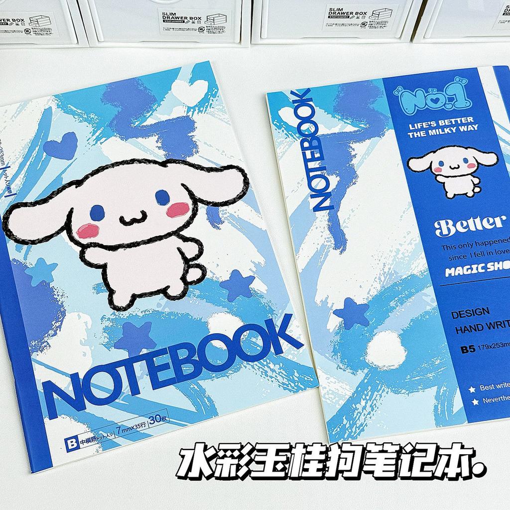 Hot Sanrio Series Notebook Cartoon Watercolor Learning Book Drawing Booklet B5 Horizontal Notebook Peripheral Study Supplies
