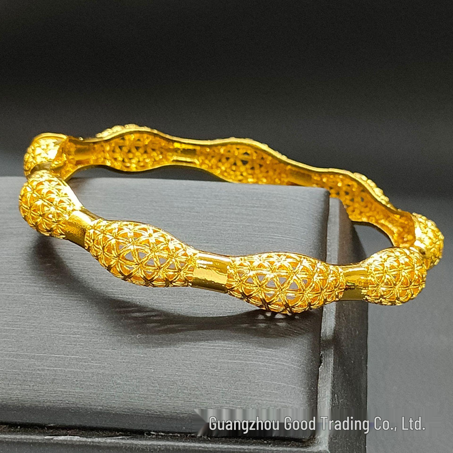

Трансграничный вьетнамский браслет из золотого песка - Африканский Индийский Дубай Свадебный Браслет-манжета с полым цветочным узором для невесты