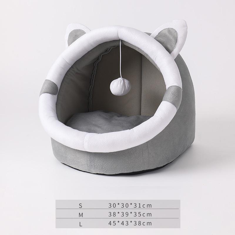 

Four Seasons Universal Semi-Closed Cute Comfortable Cat Nest Bed Warm Pet Nest small серый