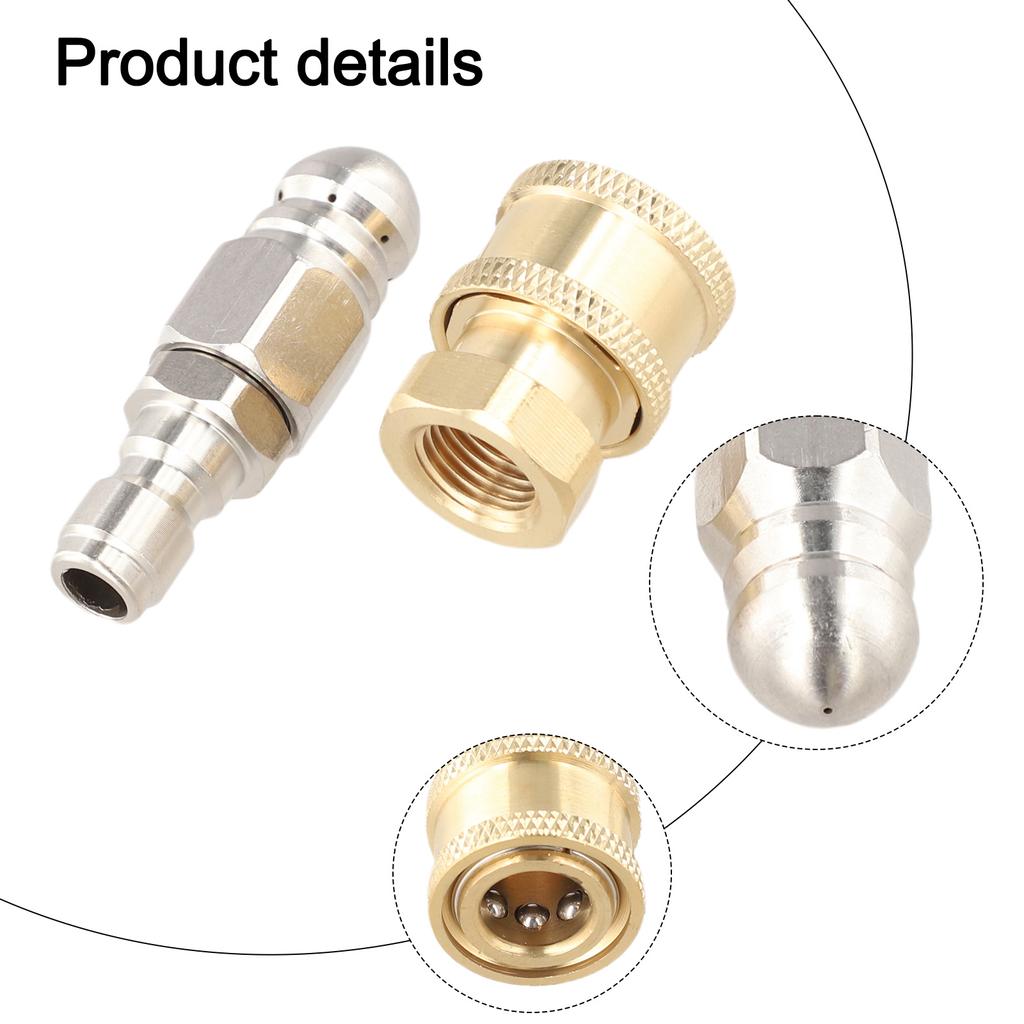 1 Pcs 5000 PSI Sewer Jetter Pressure Drain Jetter Hose Nozzle For 1/4 Pressure Washer High Pressure Water Pipe Nozzle