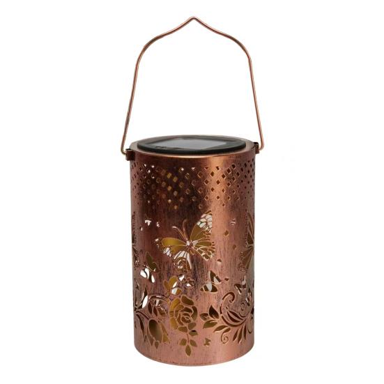 Decorative Garden Lights Solar Powered Outdoor Lanterns Waterproof Metal Floral Pattern Warm Glow Ambient Light for Patio Walkway Decor