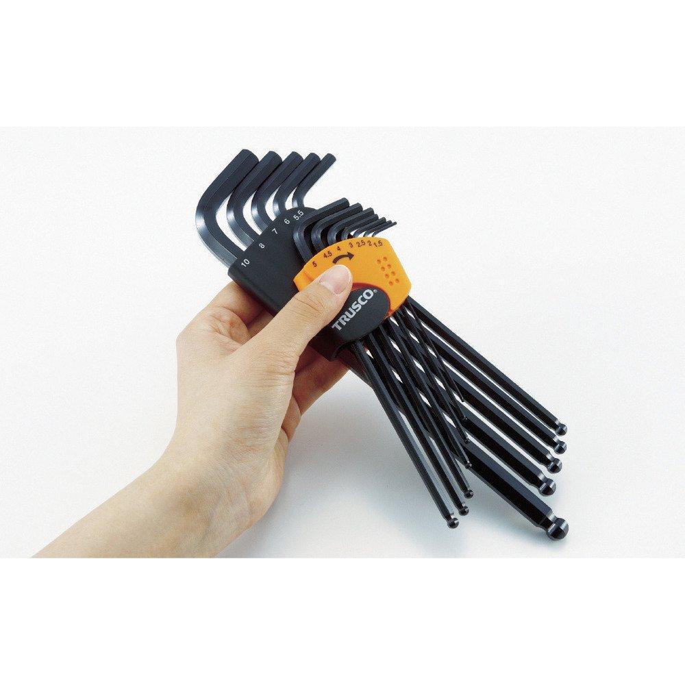 TRUSCO Ball Point Hex Wrench Standard Type Set, T, Black, 9-Piece Set, BR-9S