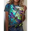 3D-gedrucktes Sommer-Mode-Damen-T-Shirt Atmungsaktiv Lässig Vielseitig