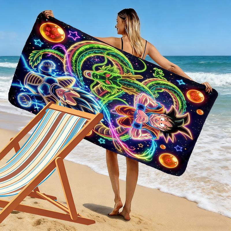 DRAGON BALL Print Beach Towel, Large Soft Quick Dry Towel for Beach Camping Swimming