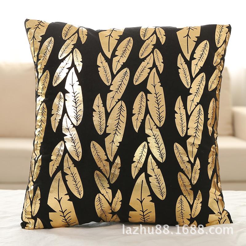 Love Christmas Style Black Soft Fabric Gold Print Pillowcase Home Hotel Bedding Room Decoration Pillowcase 45cm*45cm