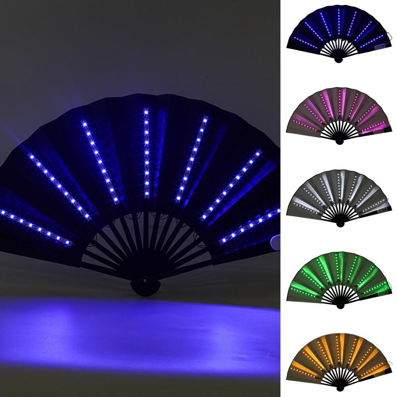 Light Up Folding Hand Fan LED Hand Fan For Dancing Stage Performance Props For Wedding Night Club Folding Fan Led Fan