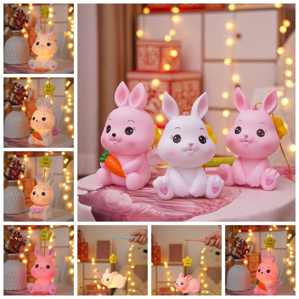 

Luminous Hand Held Rabbit Lantern Hand held Cartoon Bunny Saving Pot New Year Gift