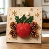 Premium Framed Pearl Art Kit with Christmas Apple Pinecone Pattern 5D Sparkling Bead Canvas DIY Relaxing Craft for Home Wall Decor Gift