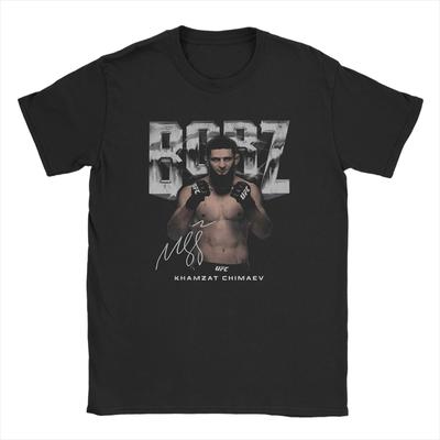 T-shirt da Uomo Khamzat Chimaev Boxe Combattimento Cotone Puro Vintage Girocollo Manica Corta Abbigliamento Idea Regalo