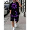 Urban Street Fashion Trend Men's Round Neck Short Sleeved Shorts Set, Outdoor Simple Casual and Comfortable