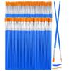 50Pcs Painting Brushes Set Art Round Flat Hair Nylon Hair Paint Brush For Oil Acrylic Watercolor Kids/Artists/Beginners/Student