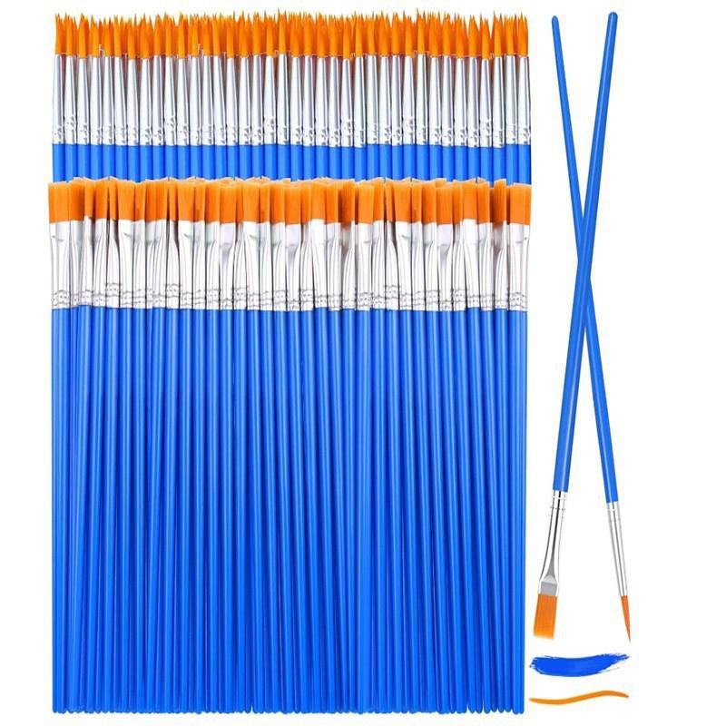 50Pcs Painting Brushes Set Art Round Flat Hair Nylon Hair Paint Brush For Oil Acrylic Watercolor Kids/Artists/Beginners/Student