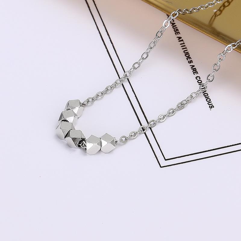 S925 Sterling Silver Necklace Small Three-dimensional Square Polygonal Neck Chain Clavicle Chain Female Simple Style Square Geometric Necklace