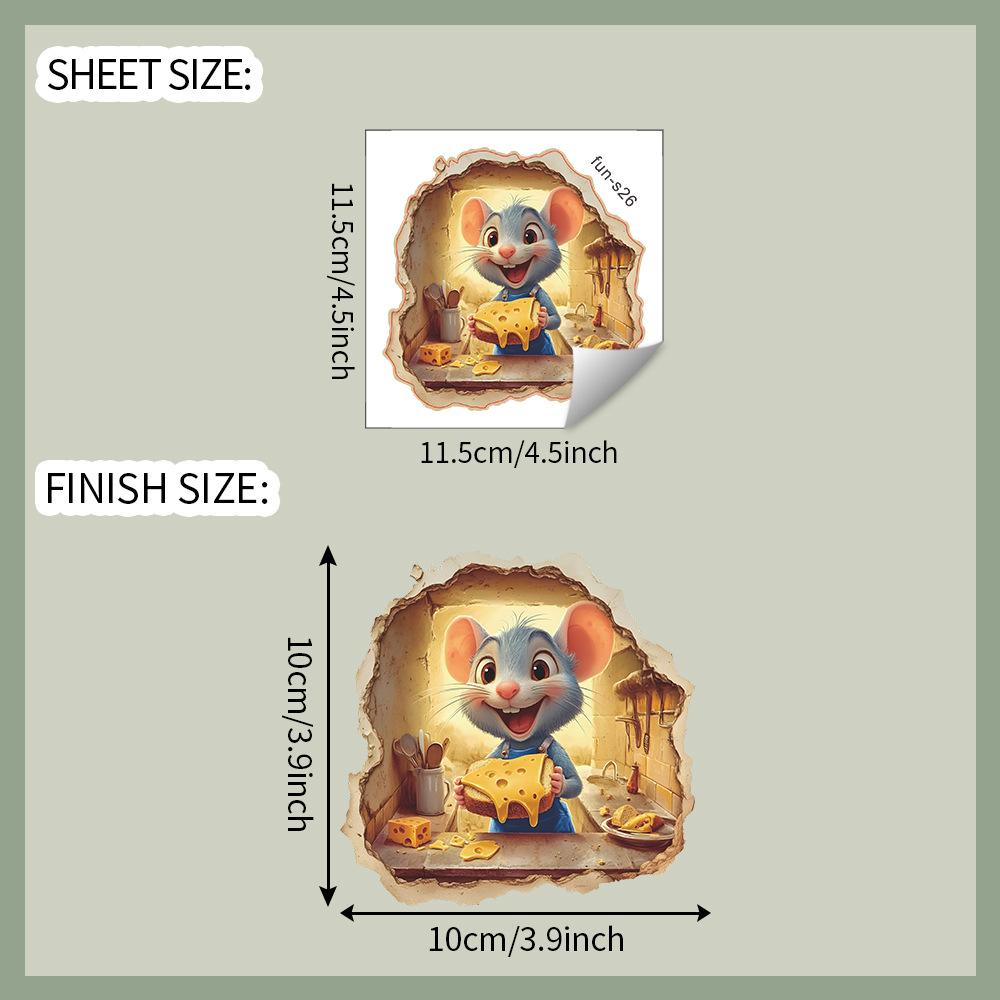 

Милые мультяшные комбинированные мышиные норки можно свободно наклеивать на кухонные наклейки для лестницы и наклейки на стену для украшения дома 11.5*11.5CM/fun-s26