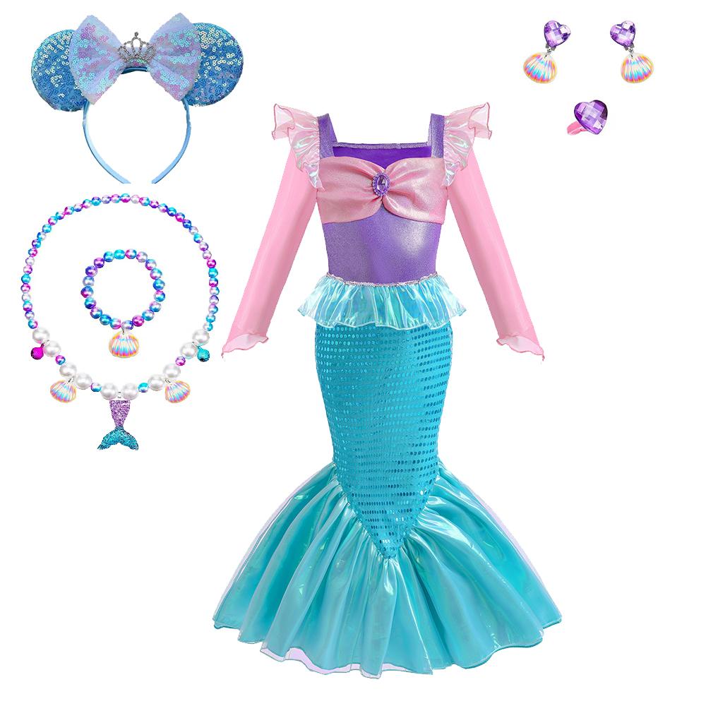 Дитячий костюм косплею русалки, костюм для рольових ігор для дівчаток, костюм для карнавалу, Хелловіну, дня народження, літня сукня принцеси