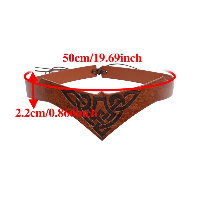 Diadema Vikinga Ajustable con Diseño de Nudo Celta y Runa Nórdica - Accesorio Estilo Vikingo de Cuero Sintético para LARP, Cosplay
