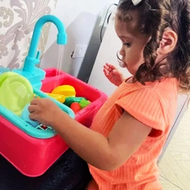 Kitchen Toy Plastic Dish Wash Sink Set Children Simulation Pretend Role Play Housework Kit Early Educational Toys for Children